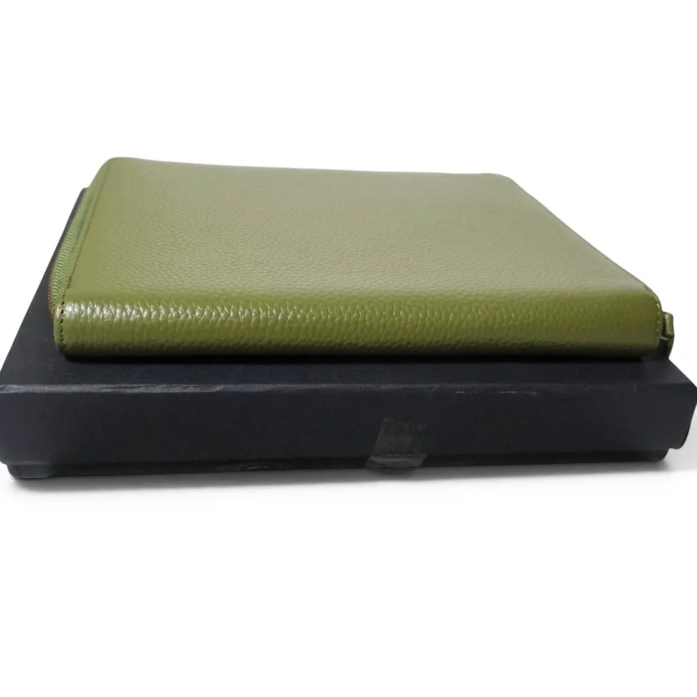 MOTERM Zip Around Planner Cover B6 Pebbled Leather Olive Green Folio